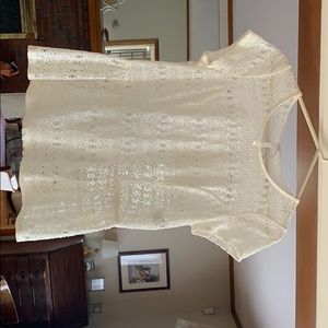 Lace sheer top, short sleeves with peplum bottom